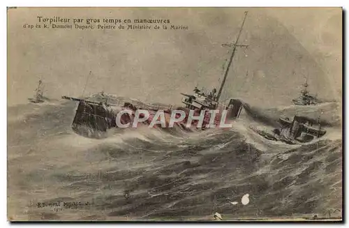 Cartes postales Bateau Torpilleur par gros temps en manoeuvres