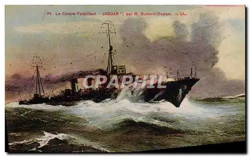 Ansichtskarte AK Bateau le contre torpilleur Jaguar par R Dumont Duparc