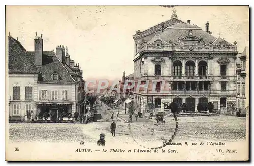 Cartes postales Autun Le Theatre et l&#39avenue de la gare
