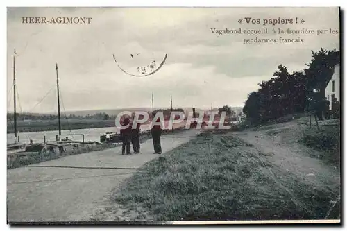 Cartes postales Douane Douanes Douanier heer Agimont Vagabond accueilli a la frontiere