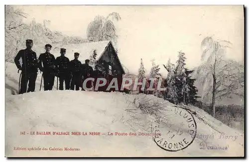 Cartes postales Douane Douanes Douanier Le Ballon d&#39Alsace sous la neige Le poste des Douaniers