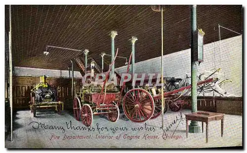 Ansichtskarte AK Sapeurs Pompiers Fire department interior of engine house Chicago