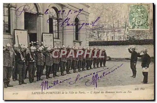 Cartes postales Sapeurs Pompiers de la ville de Paris L&#39appel des hommers morts au feu