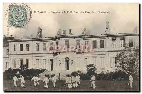 Cartes postales Sapeurs Pompiers Agen Incendie de la prefecture cote parc 21 octobre 1904