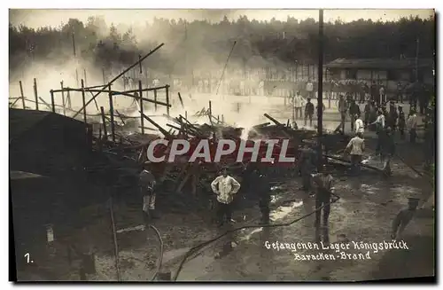 Cartes postales Sapeurs Pompiers Gefangenen langer Konigsbruck Baracken Brand