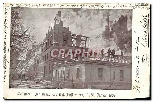 Cartes postales Sapeurs Pompiers Stuttgart Der Brand des Kgl Hoftheaters 19 20 januar 1902