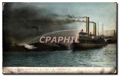 Cartes postales Sapeurs Pompiers Boat in action North River