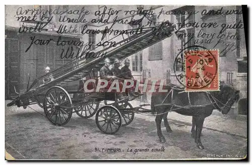 Cartes postales Sapeurs Pompiers La grande echelle