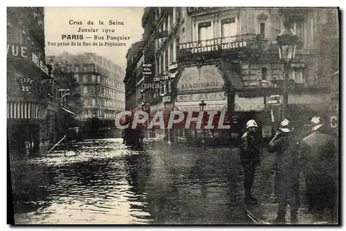 Cartes postales Sapeurs Pompiers Crue de la Seine Janvier 1910 Paris Rue Pasquier Vue prise de la rue de la Pepi