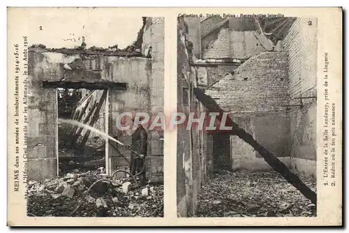 Ansichtskarte AK Sapeurs Pompiers Reims dans ses annees de bombardement L&#39hopital civil incendie par les Allem