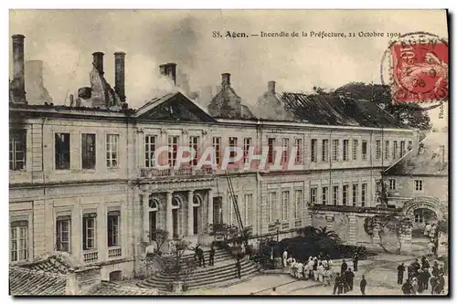 Ansichtskarte AK Sapeurs Pompiers Agen Incendie de la Prefecture 21 octobre 1904