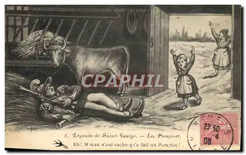 Cartes postales Sapeurs Pompiers Legende de Saint Saulge Vache