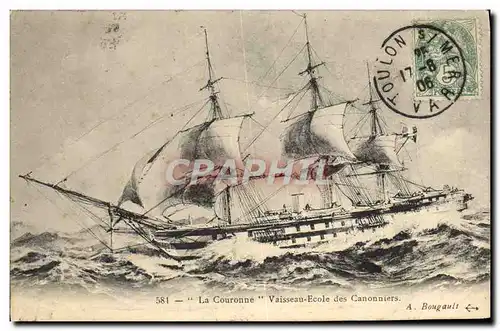 Cartes postales Bateau La Couronne Vaisseau Ecole des Canonniers