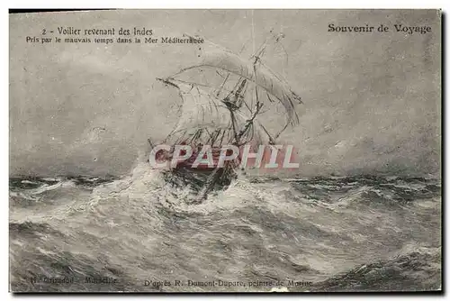 Cartes postales Bateau Voilier revenant des Indes