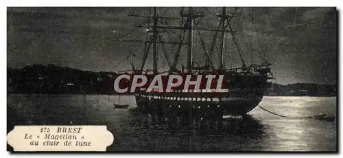 Cartes postales Bateau Brest Le Magellan au clair de lune