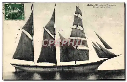 Cartes postales Bateau Cette Trois Mats Toutes voiles dehors