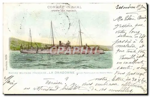 Cartes postales Bateau Combat naval Porte des Ternes La Dragonne Aviso torpilleur de Haute mer