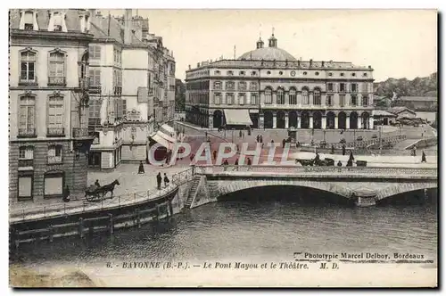Cartes postales Bayonne Le pont Mayou et le Theatre