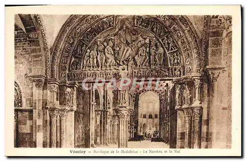 Cartes postales Vezelay Basilique De La Madeleine Le Narthex et la nef