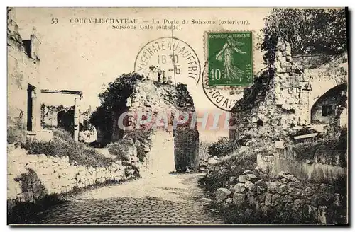 Cartes postales Coucy Le Chateau La Porte De Soissons Exterieur