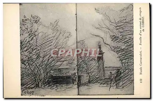 Ansichtskarte AK Musee Carnavalet Feuille D&#39Un Carnet de croquis de Corot