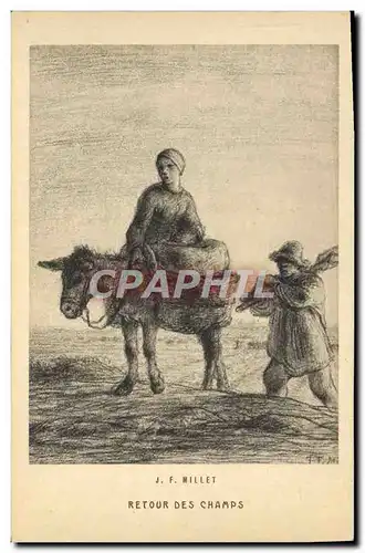 Cartes postales Retour Des Champs JF Millet Ane Mule