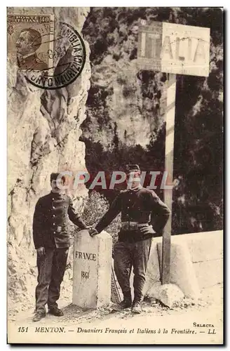 Cartes postales Douanes Douaniers francais et italiens a la frontiere