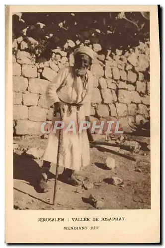 Cartes postales Judaica Juif Jerusalem Vallee de Josaphat Mendiant juif