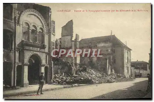 Ansichtskarte AK Judaica Juif Luneville Entree de la synagogue incendiee par les allemands le 25 aout 1914