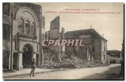 Ansichtskarte AK Judaica Juif Luneville Entree de la synagogue incendiee par les allemands Militaria