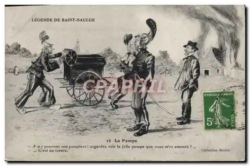 Cartes postales Sapeurs Pompiers legende de Saint Saulge La pompe