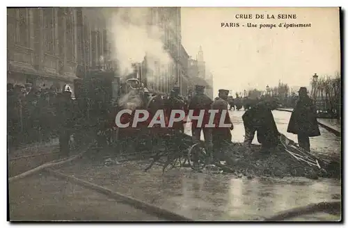 Cartes postales Sapeurs Pompiers Paris Crue de la Seine Une pompe d&#39epuisement TOP