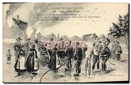 Cartes postales Sapeurs Pompiers Legende de Saint Saulge les deux feux