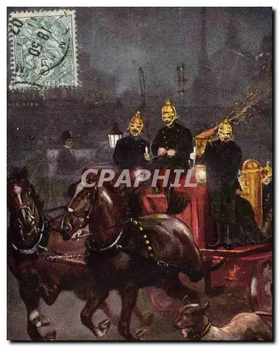 Cartes postales Sapeurs Pompiers The whitefriars fire engine and its famous Dog Baron Chien