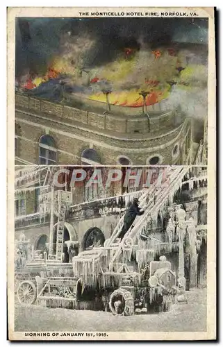 Ansichtskarte AK Sapeurs Pompiers The Monticello Hotel Fire Norfolk Morning of January 1st 1918
