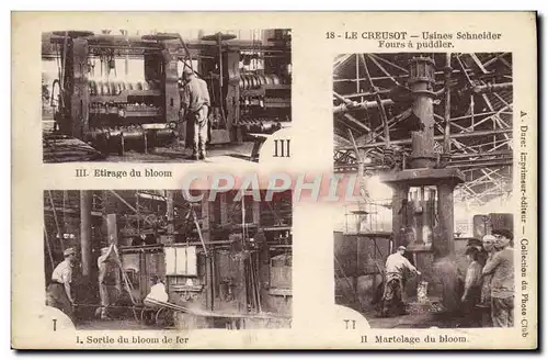 Cartes postales Le Creusot Usines Schneider Fours a puddler EBllom