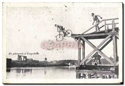 Ansichtskarte AK Velo Cycle Cyclisme Un plongeon a bicyclette