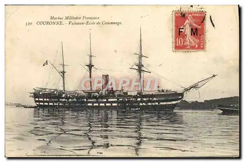 Cartes postales Bateau Voilier Couronne Vaisseau Ecole de canonnage