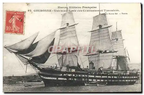 Cartes postales Bateau Voilier Couronne Vaisseau Ecole des canonniers et timoniers