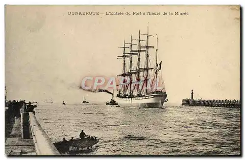 Cartes postales Bateau Voilier Dunkerque L'entree du port a l'heure de la maree