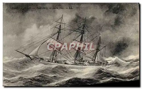 Cartes postales Bateau Voilier Calais Trois mats en pleine mer