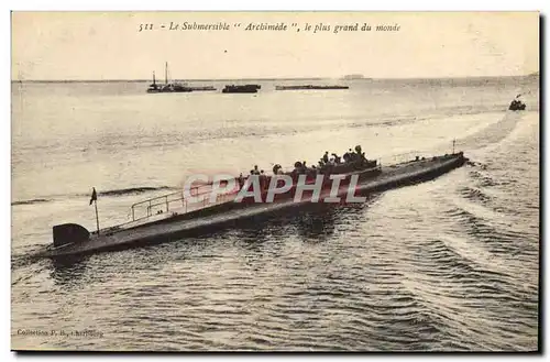 Cartes postales Bateau Sous marin Archimede le plus grand du monde