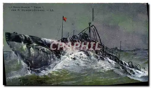 Cartes postales Bateau Sous marin Thon par Dumont Duparc