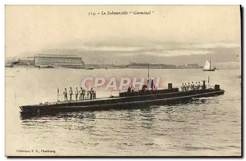 Cartes postales Bateau Sous marin Submersible Germinal