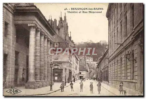 Ansichtskarte AK Besancon les Bains Theatre et rue Megevand