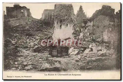Cartes postales Les Ruines De Clermont En Argonne Militaria