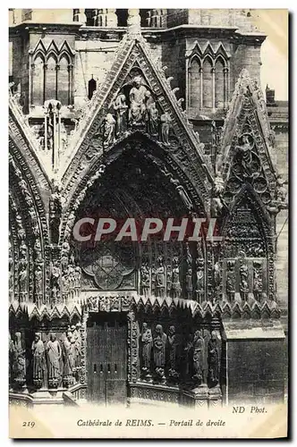 Ansichtskarte AK Cathedrale De Reims Portail De Droite