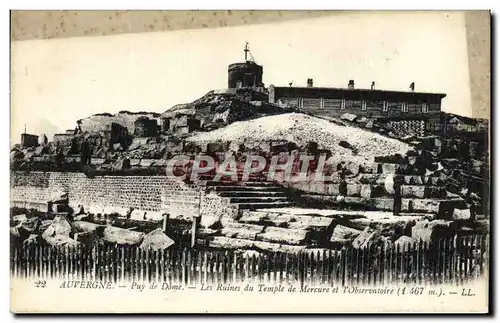 Cartes postales Auvergne Puy de Dome Les ruines du temple de Mercure et l&#39observatoire