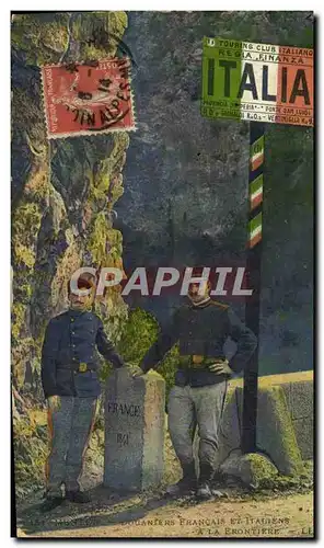 Cartes postales Douane Douanes Douaniers Francais et italiens a la frontiere