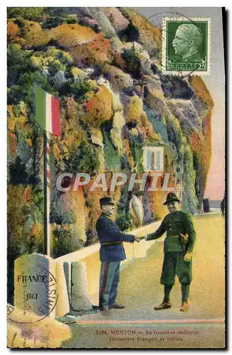 Cartes postales Douane Douanes Menton La frontiere italienne Douaniers francais et italien